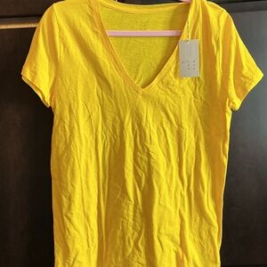 a new day (target) Bright Yellow V-Neck Short Sleeve Tee